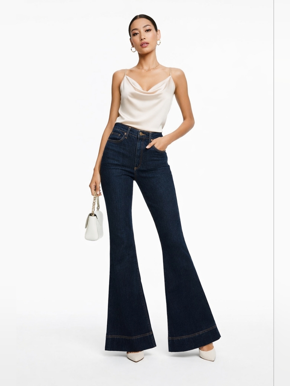 Alice Olivia AO.LA High Rise Bell Bottom Flare Jeans Dark Wash Size 30